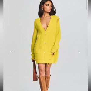 SEROYA Yellow Knit Midi Dress